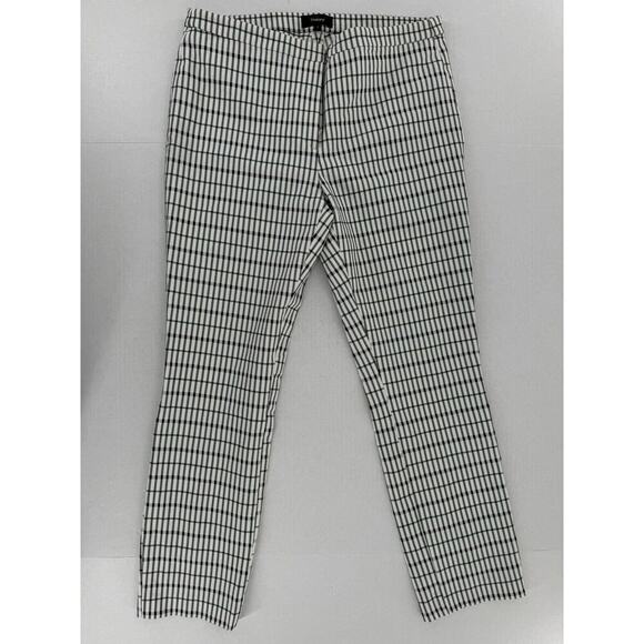 Theory Pants Size 6 Grid Plaid Office Career Slim Straight High Waist Stretch​ - Picture 1 of 12